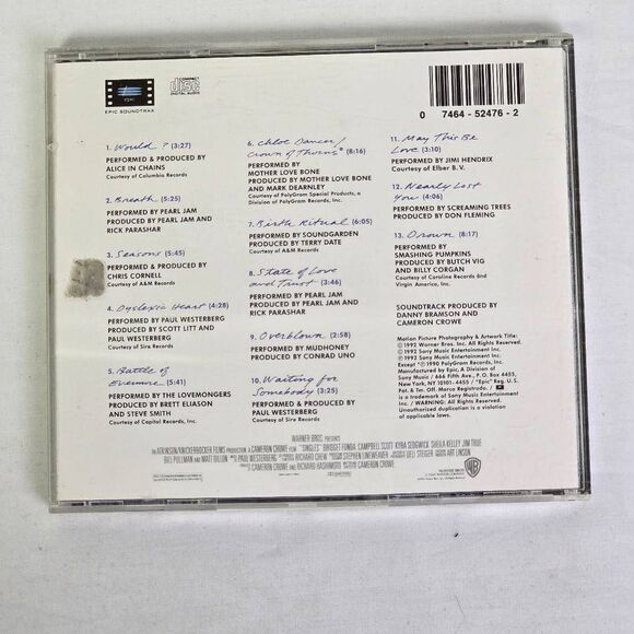 Singles Soundtrack CD 1992 Grunge Era Compilation - Picture 4 of 4